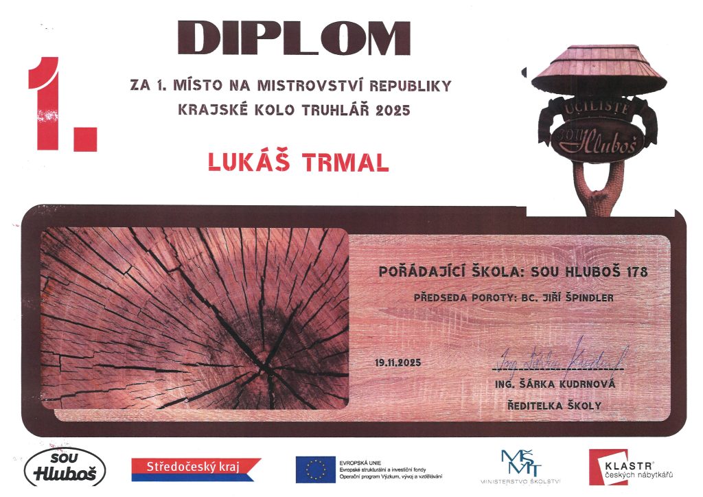 Diplom ze soutěže za první místo