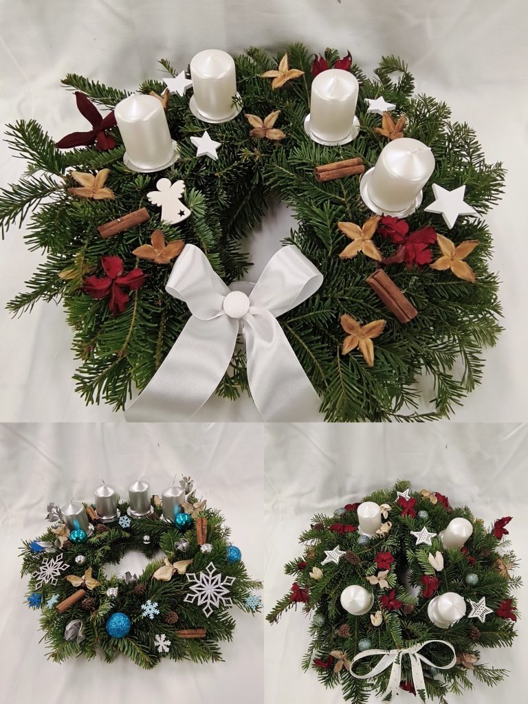 Koláž fotografií z adventních věnců